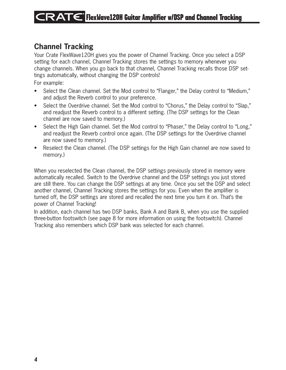 Channel tracking | Crate FW120H User Manual | Page 4 / 12