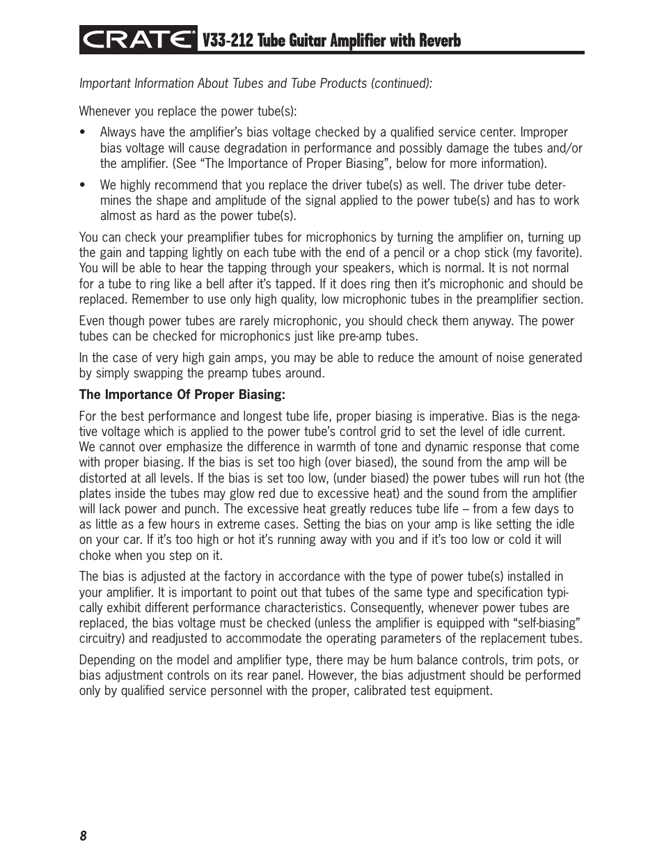 Crate V33-212 User Manual | Page 8 / 12
