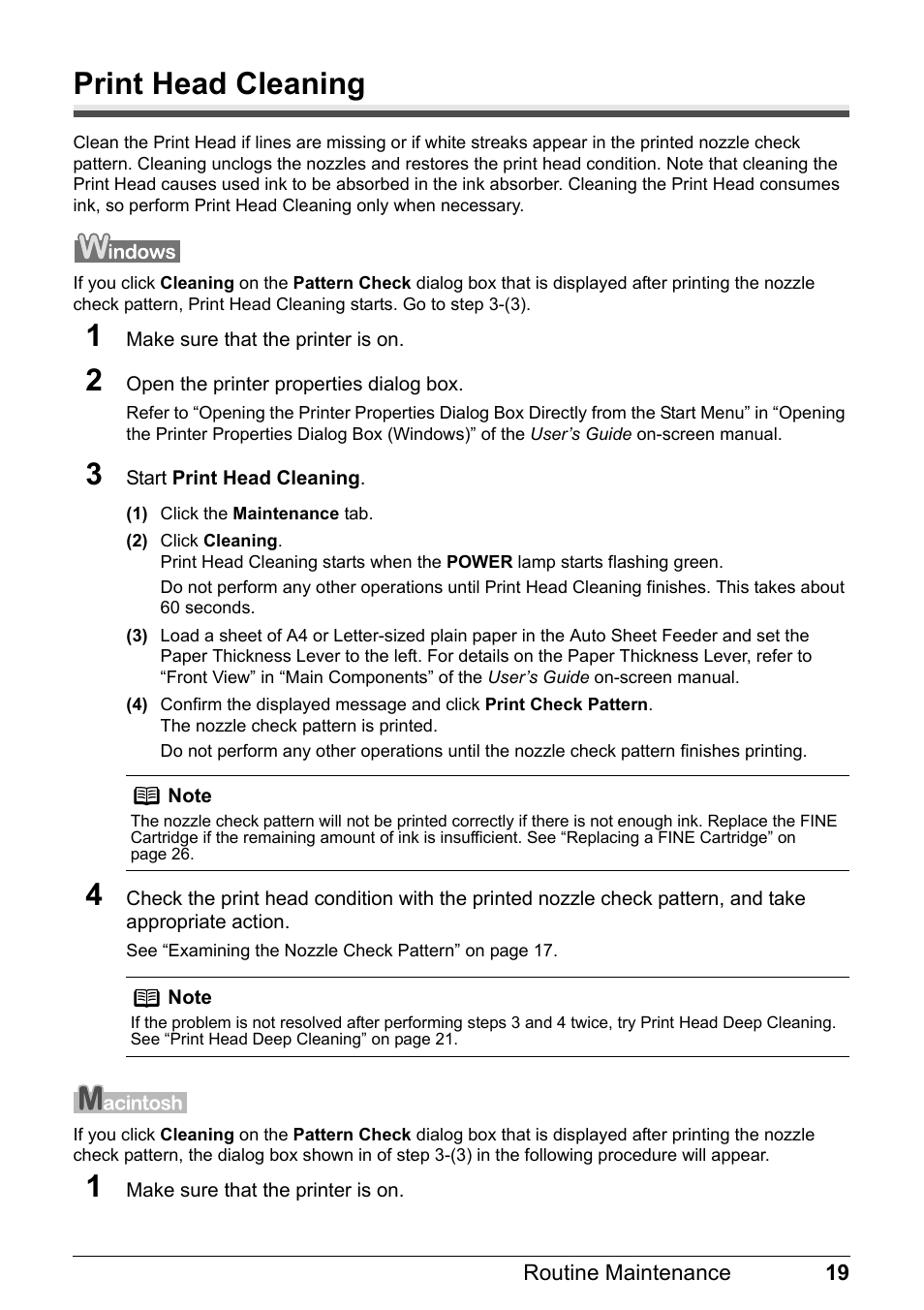 Print head cleaning | Canon iP1800 Series User Manual | Page 23 / 72