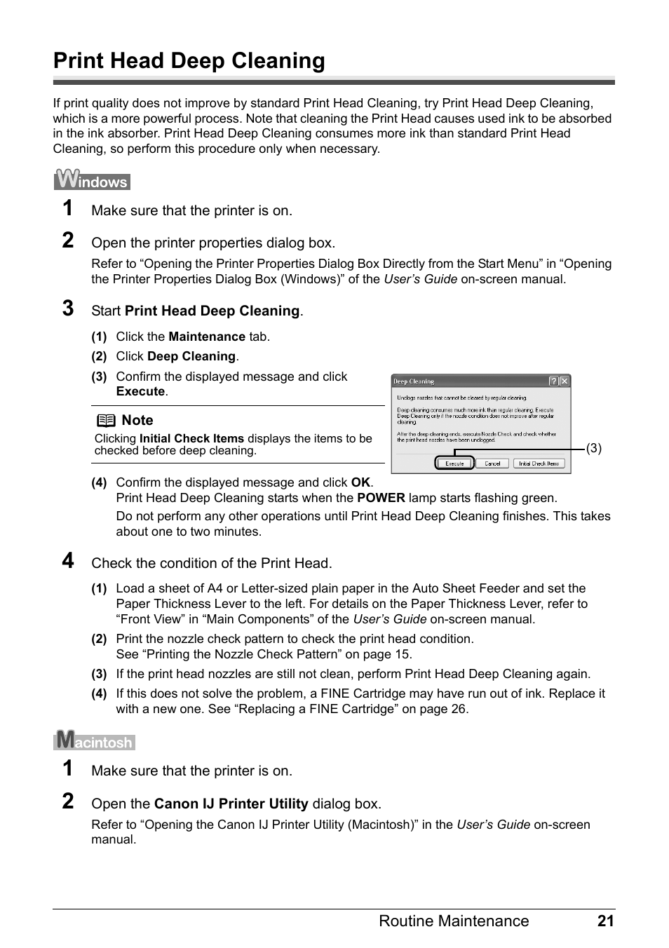 Print head deep cleaning | Canon iP1800 Series User Manual | Page 25 / 72