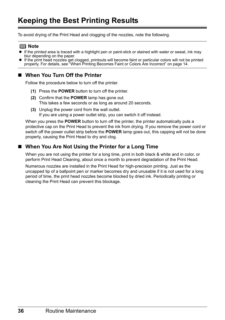 Keeping the best printing results | Canon iP1800 Series User Manual | Page 40 / 72