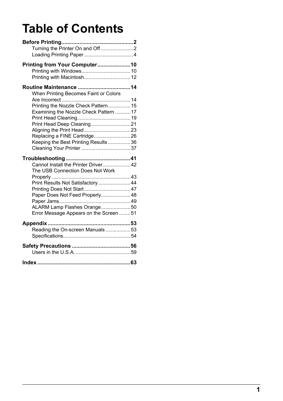 Canon iP1800 Series User Manual | Page 5 / 72