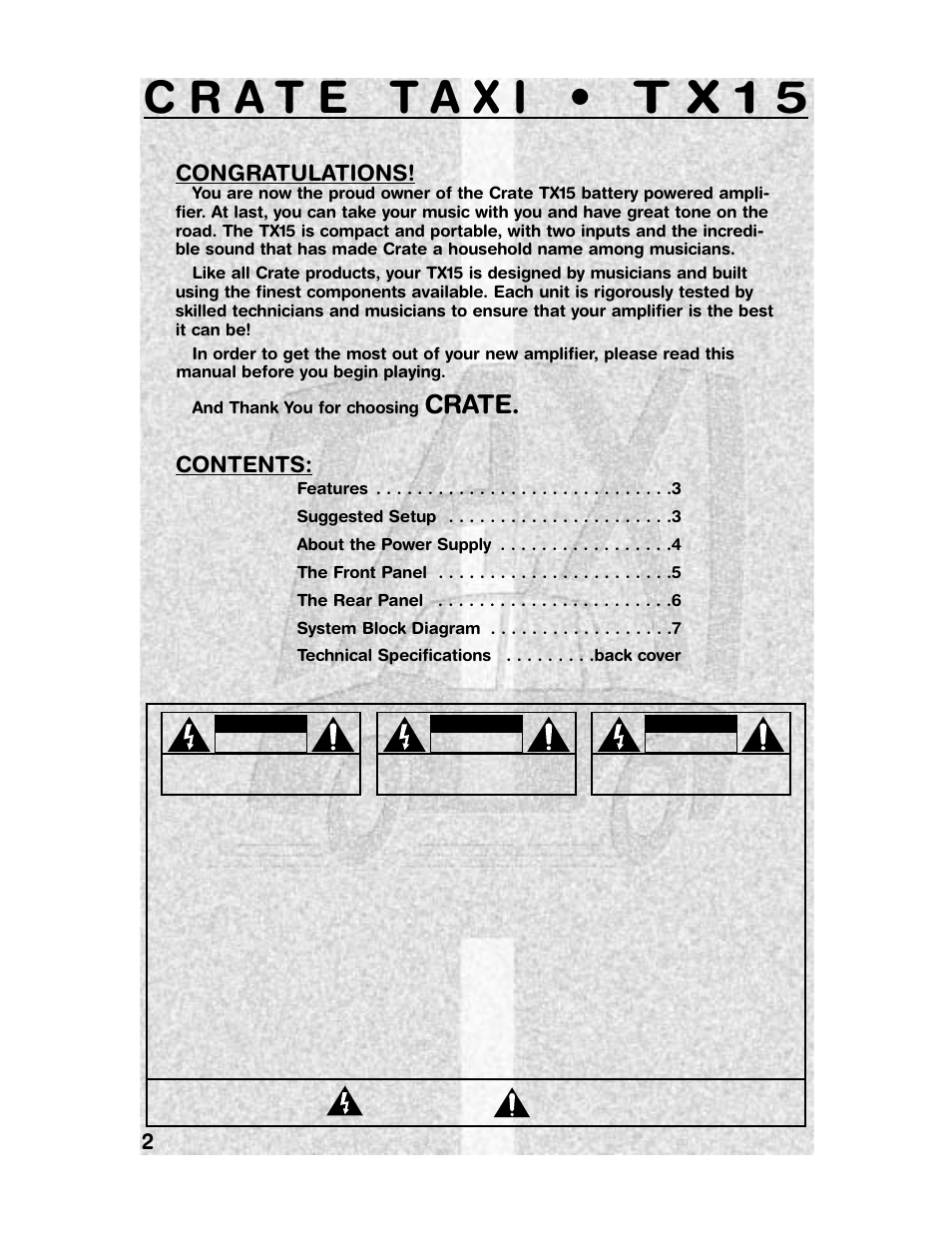 Crate TX15 User Manual | Page 2 / 8