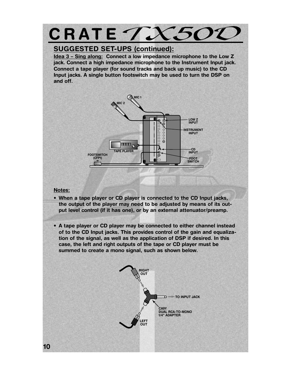 10 suggested set-ups (continued) | Crate TX50DB User Manual | Page 10 / 12