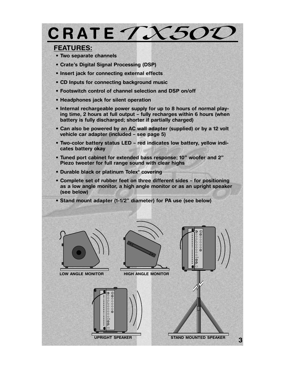 3features | Crate TX50DB User Manual | Page 3 / 12