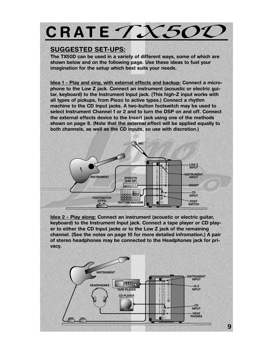 9suggested set-ups | Crate TX50DB User Manual | Page 9 / 12