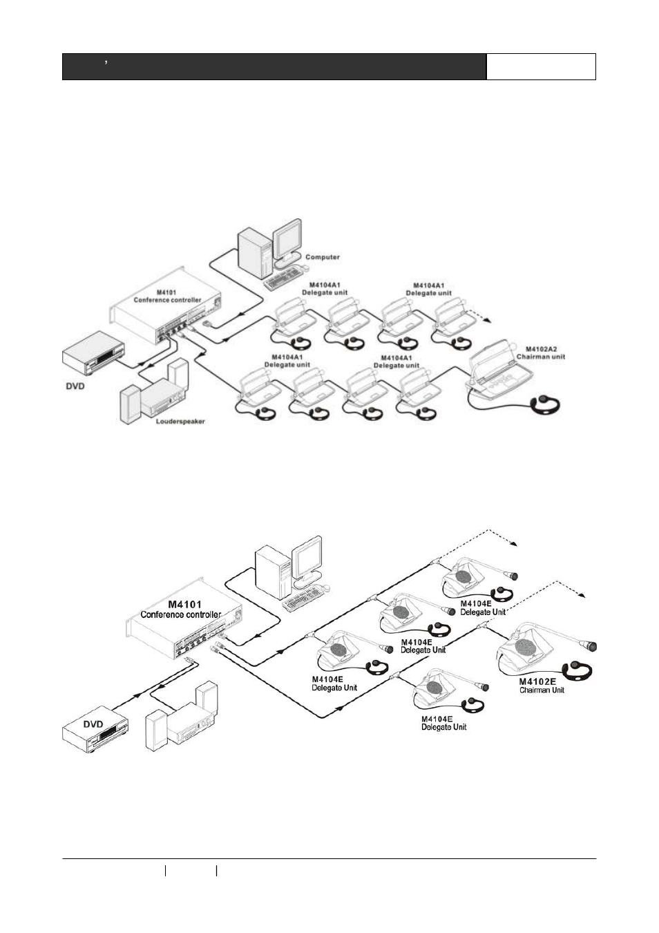 13 connection diagram, 1 diagram of t-shaped connection mode, 2 diagram of hand-in-hand connection mode | 3 diagram of embedded unit connection | CREATOR Digital Conference System User Manual | Page 38 / 62