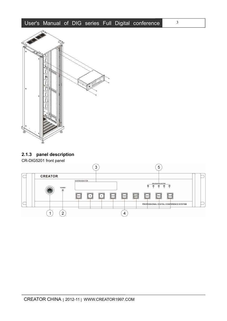 3paneldescription | CREATOR DIG Series Full Digital conference system User Manual | Page 10 / 61