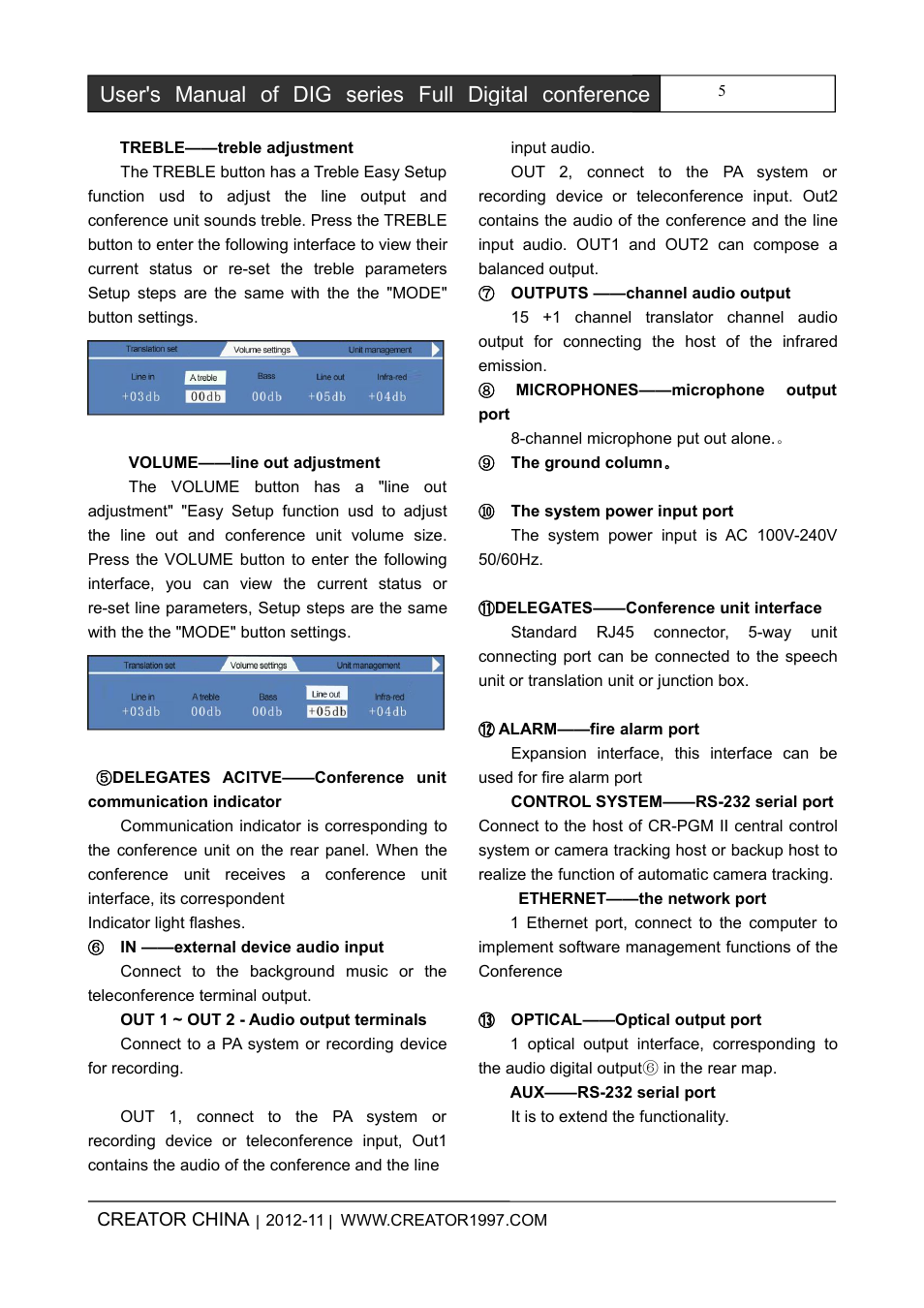 CREATOR DIG Series Full Digital conference system User Manual | Page 12 / 61