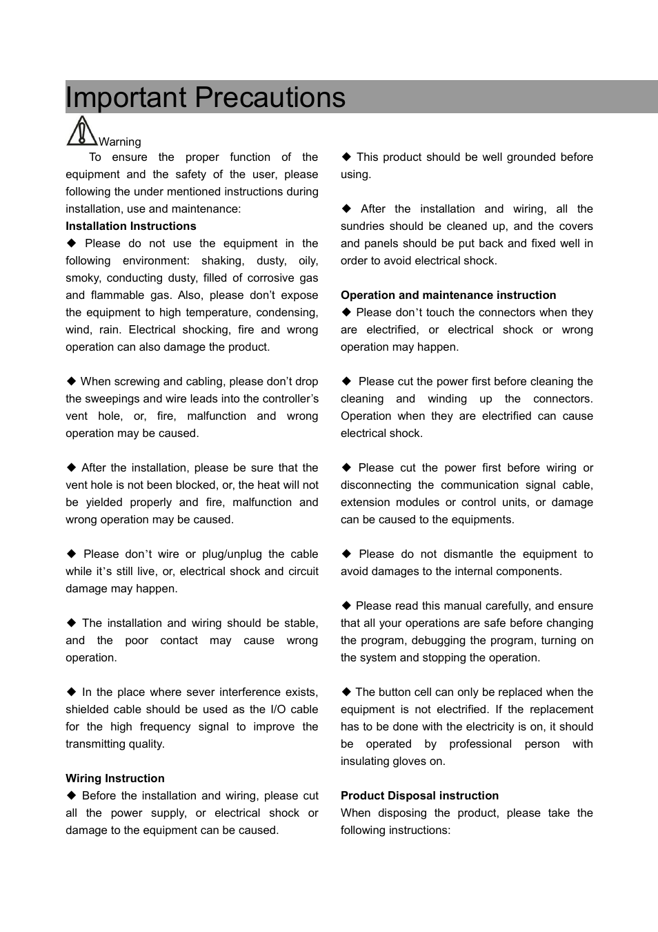 Important precautions | CREATOR Wireless IR Interpretation System User Manual | Page 3 / 28