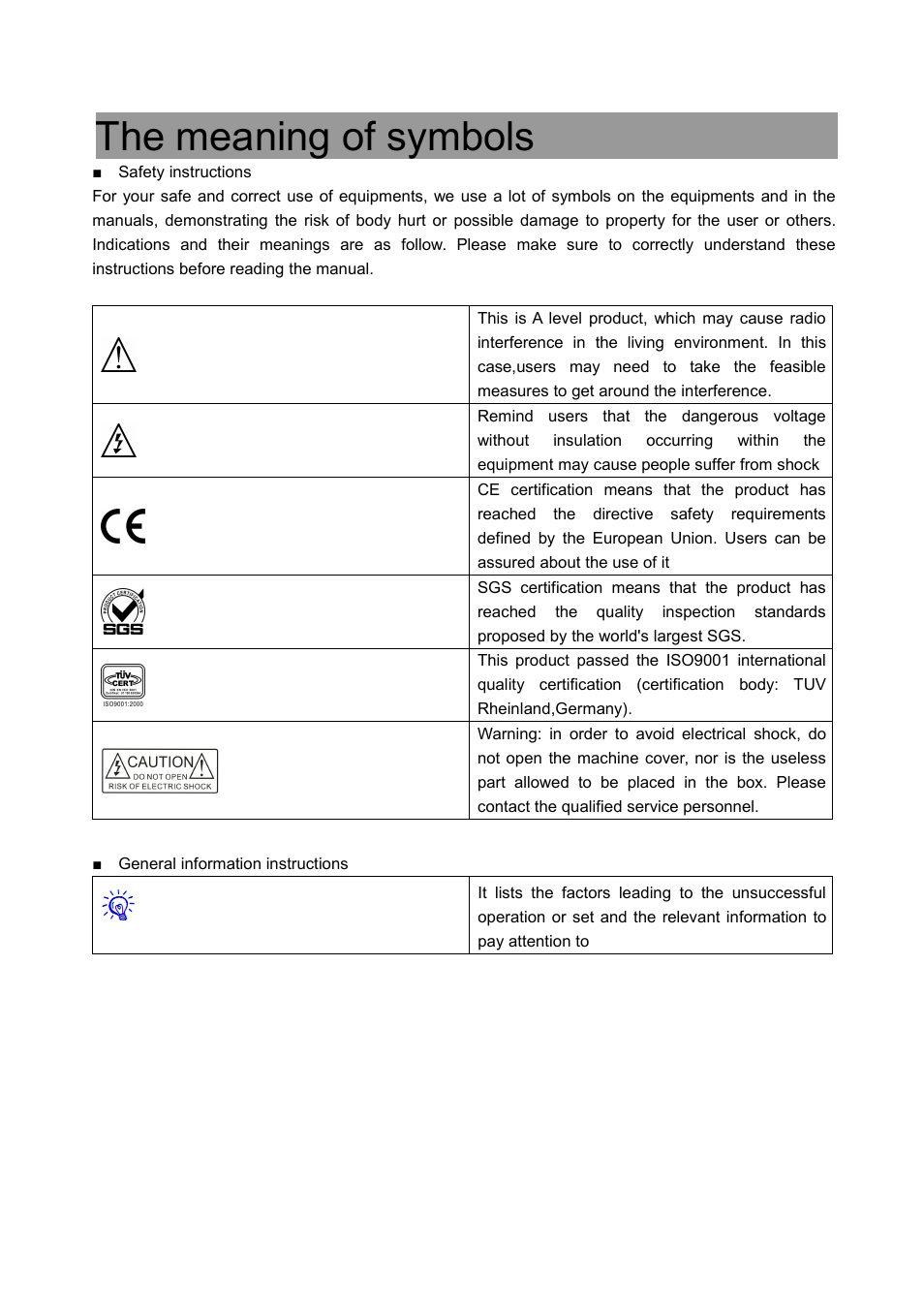 The meaning of symbols | CREATOR CR-iMAX901HD User Manual | Page 2 / 21