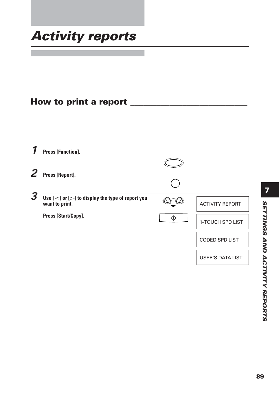 Activity reports, How to print a report | Canon FAX-B155 User Manual | Page 101 / 141