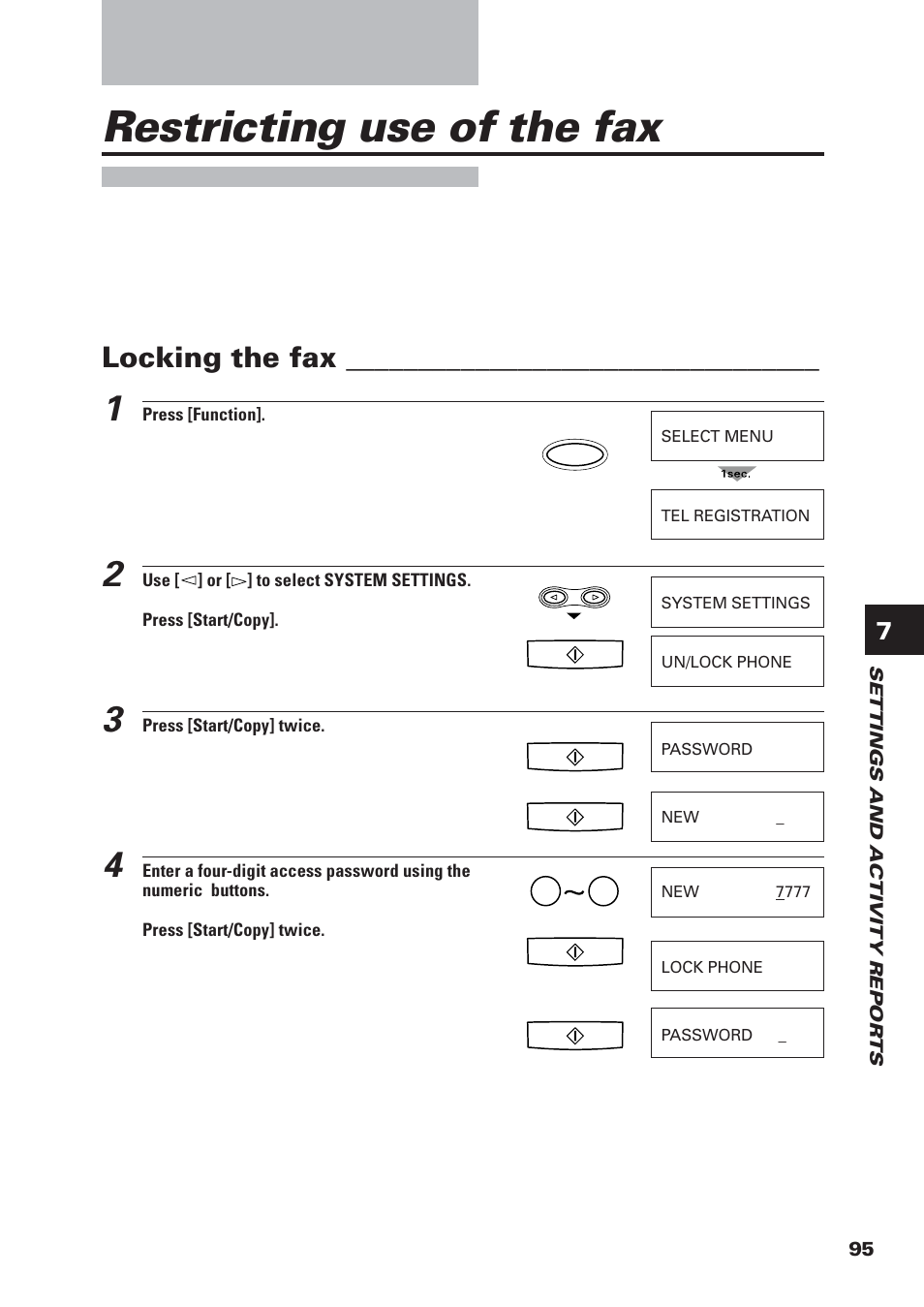 Restricting use of the fax, Locking the fax | Canon FAX-B155 User Manual | Page 107 / 141