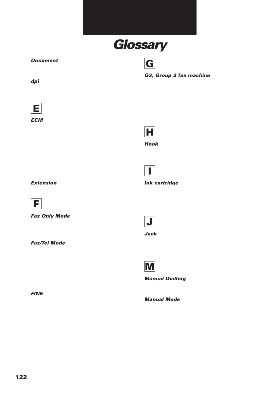 Glossary | Canon FAX-B155 User Manual | Page 134 / 141