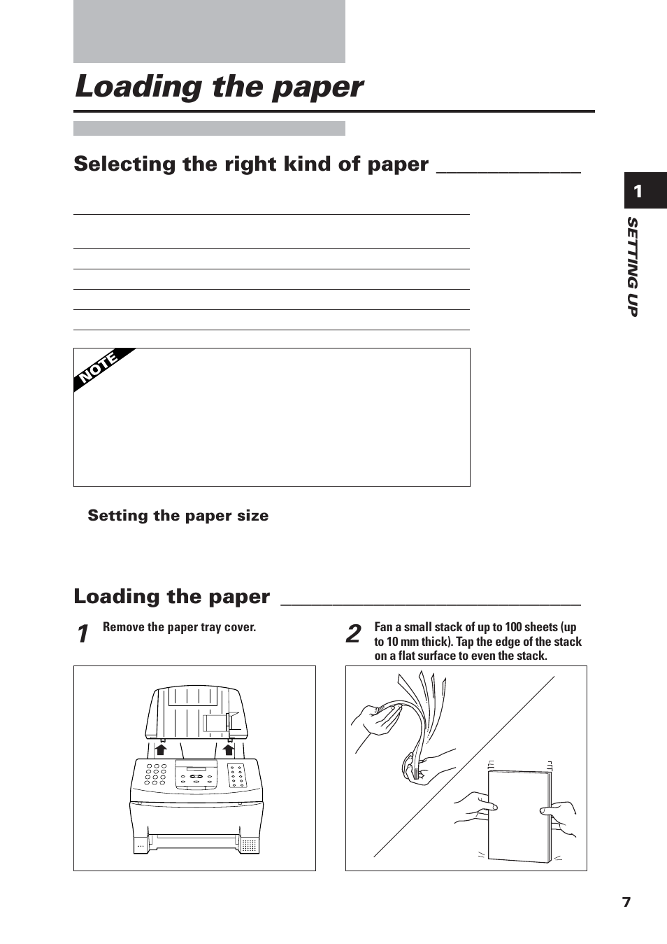 Loading the paper, Selecting the right kind of paper | Canon FAX-B155 User Manual | Page 19 / 141