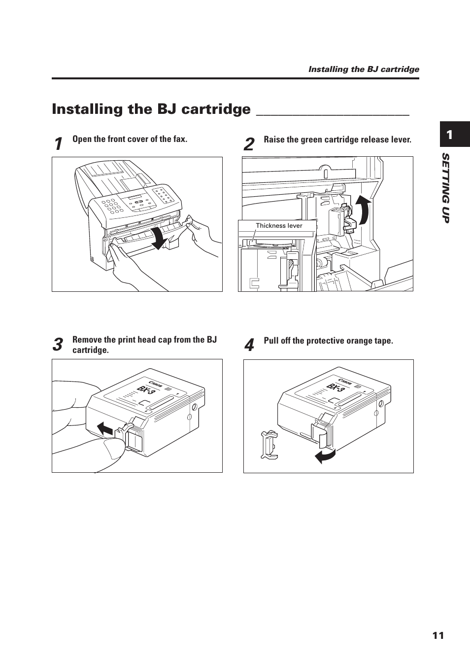 Installing the bj cartridge | Canon FAX-B155 User Manual | Page 23 / 141