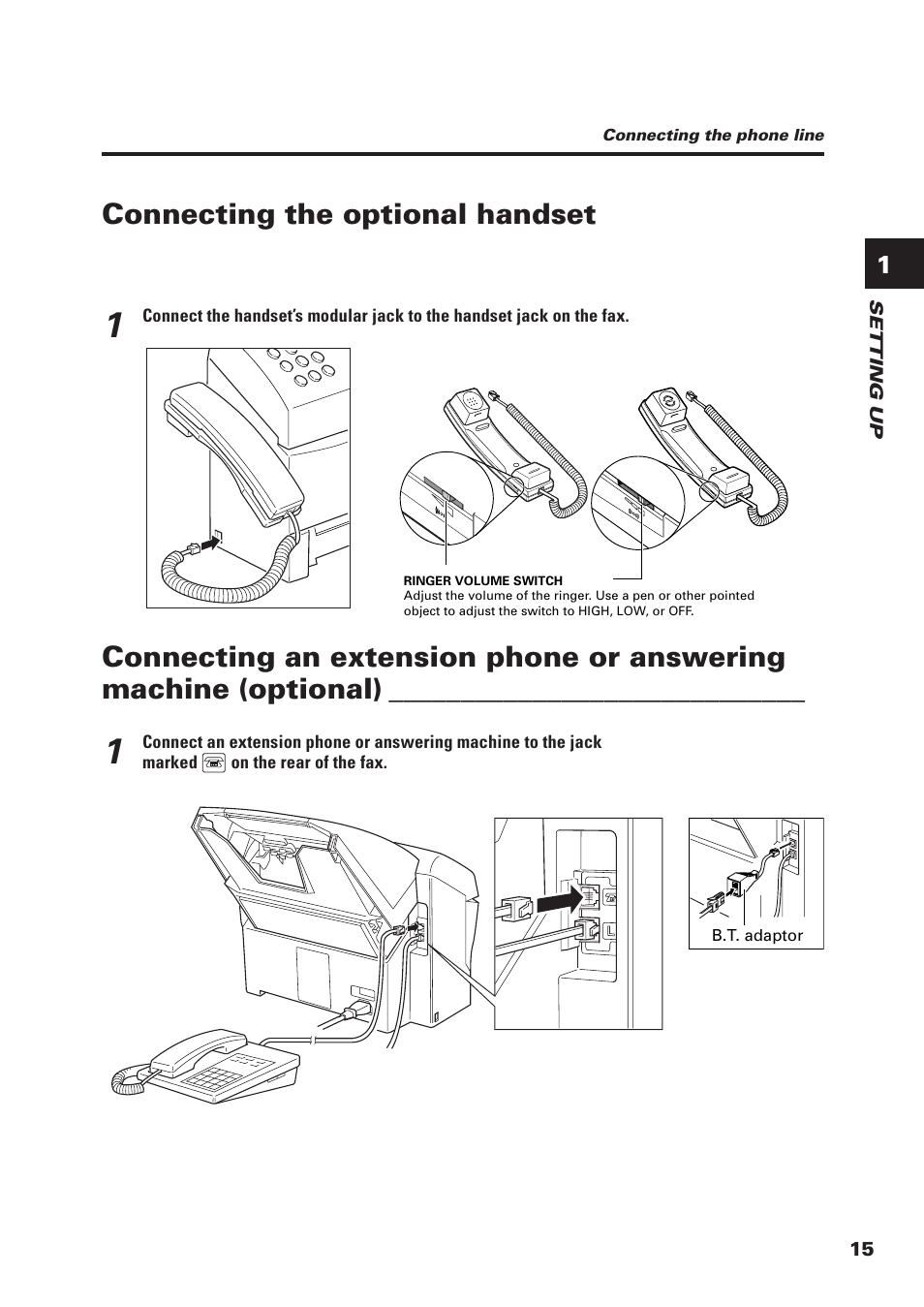 Connecting the optional handset | Canon FAX-B155 User Manual | Page 27 / 141