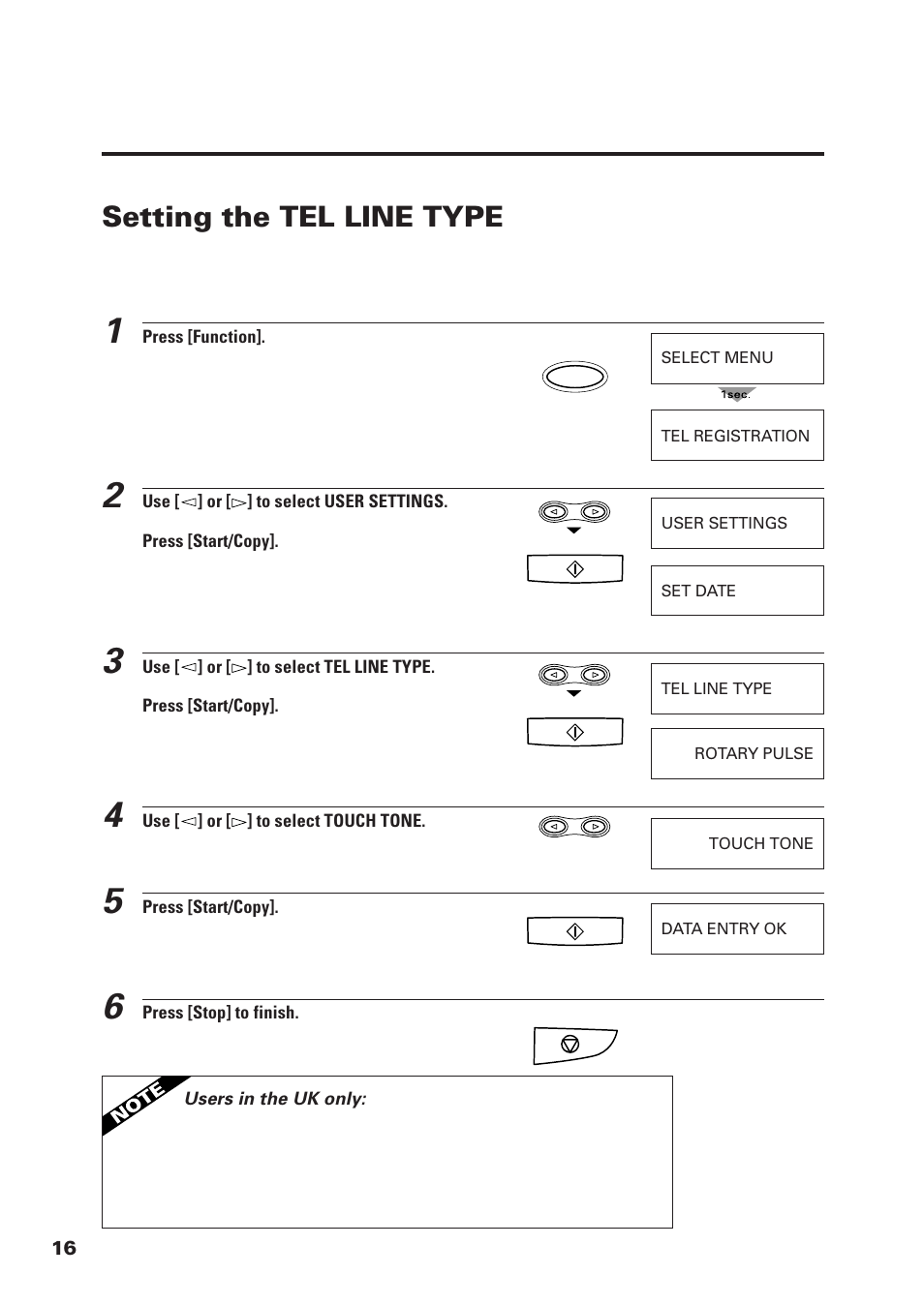 Setting the tel line type | Canon FAX-B155 User Manual | Page 28 / 141