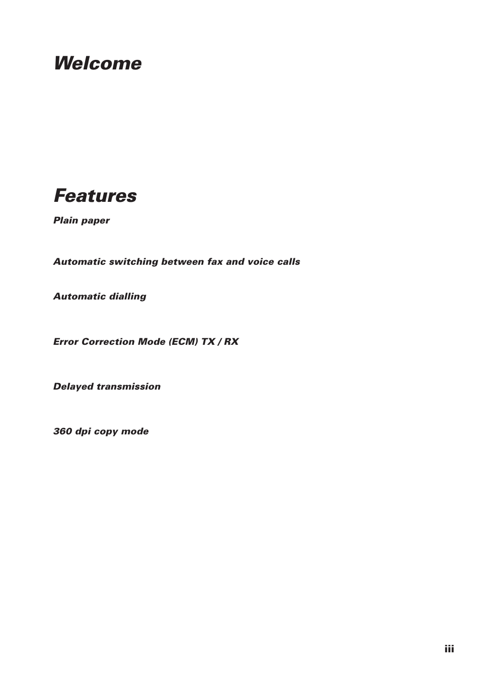 Welcome, Features | Canon FAX-B155 User Manual | Page 3 / 141