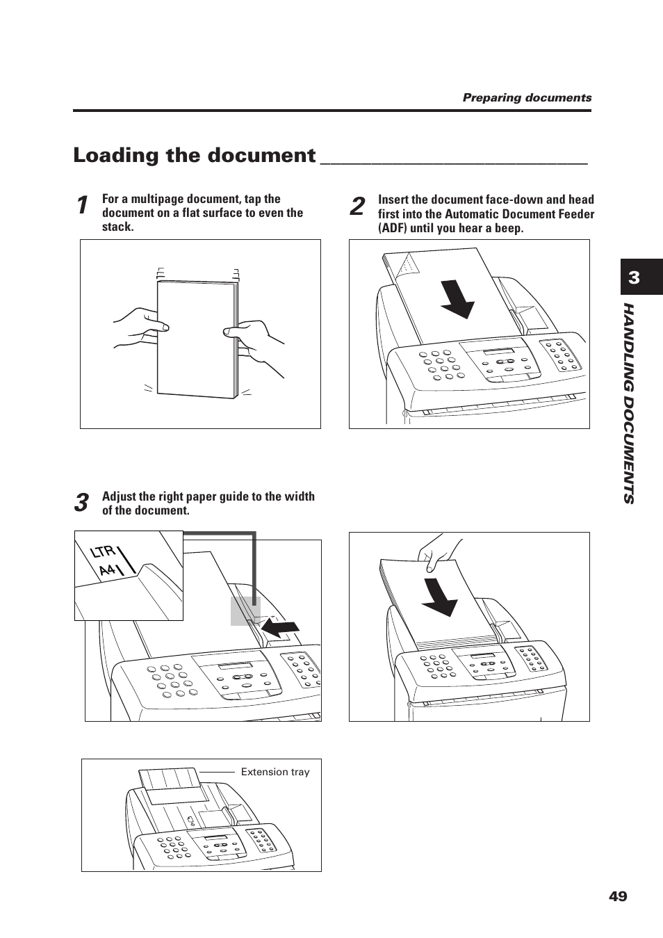 Loading the document | Canon FAX-B155 User Manual | Page 61 / 141