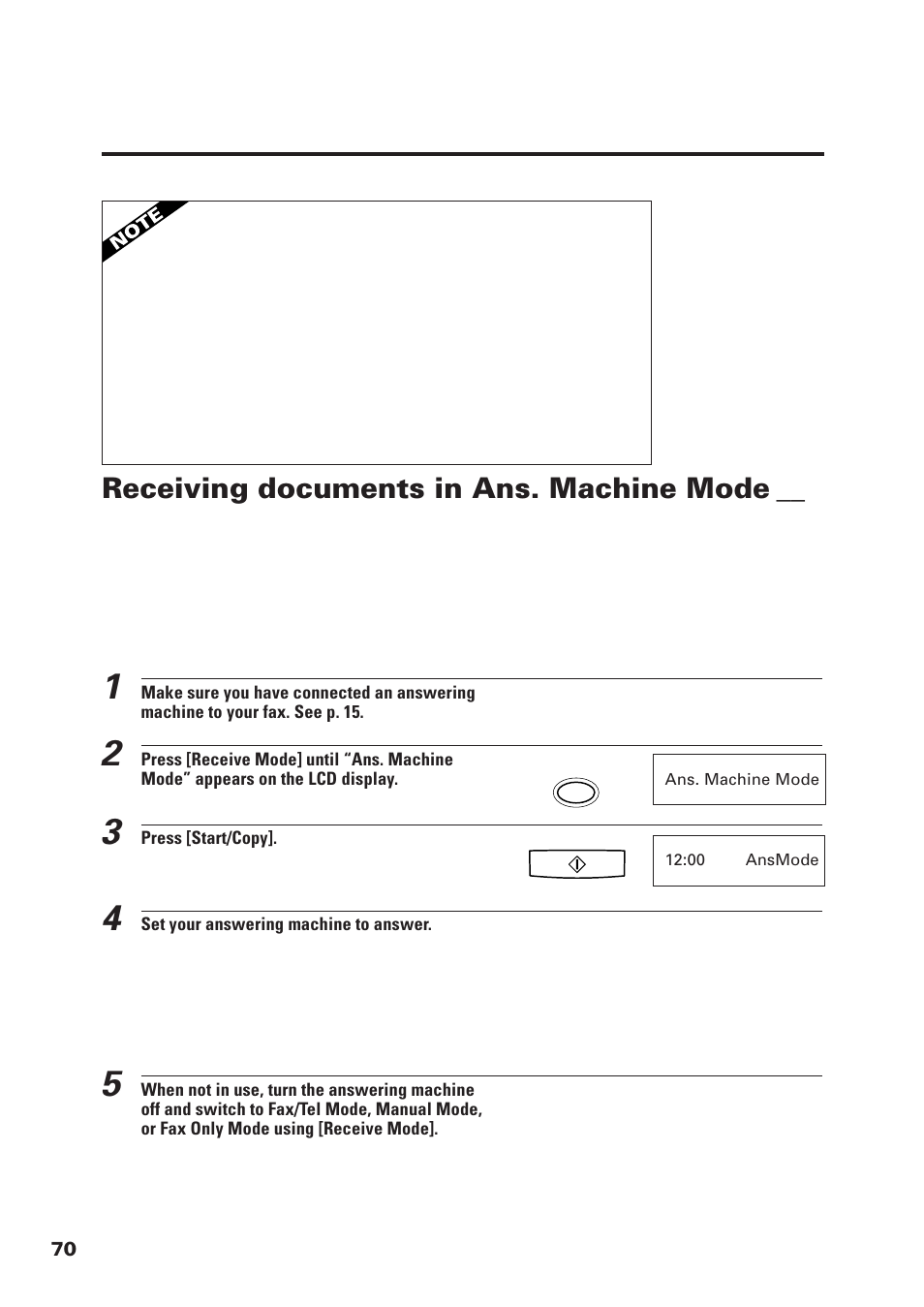 Receiving documents in ans. machine mode | Canon FAX-B155 User Manual | Page 82 / 141