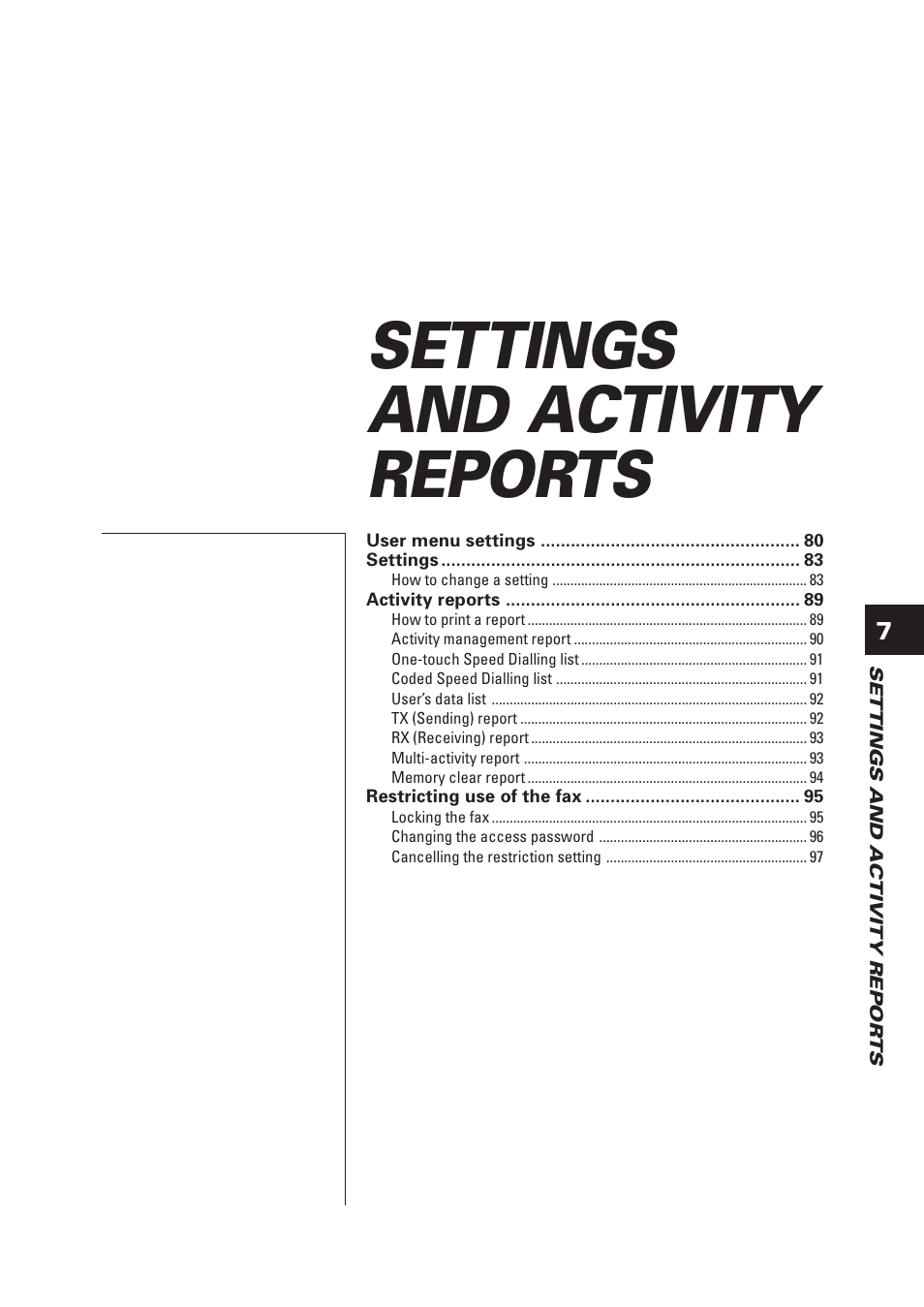 Settings and activity reports | Canon FAX-B155 User Manual | Page 91 / 141