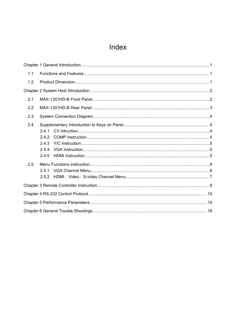 Index | CREATOR MAX-1301HD-B User Manual | Page 5 / 26