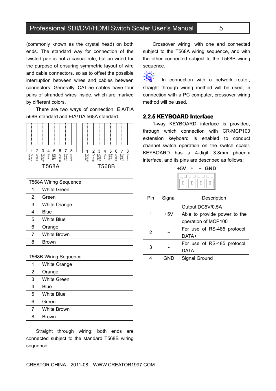 5keyboardinterface, Keyboard interface | CREATOR SC-390 User Manual | Page 12 / 30