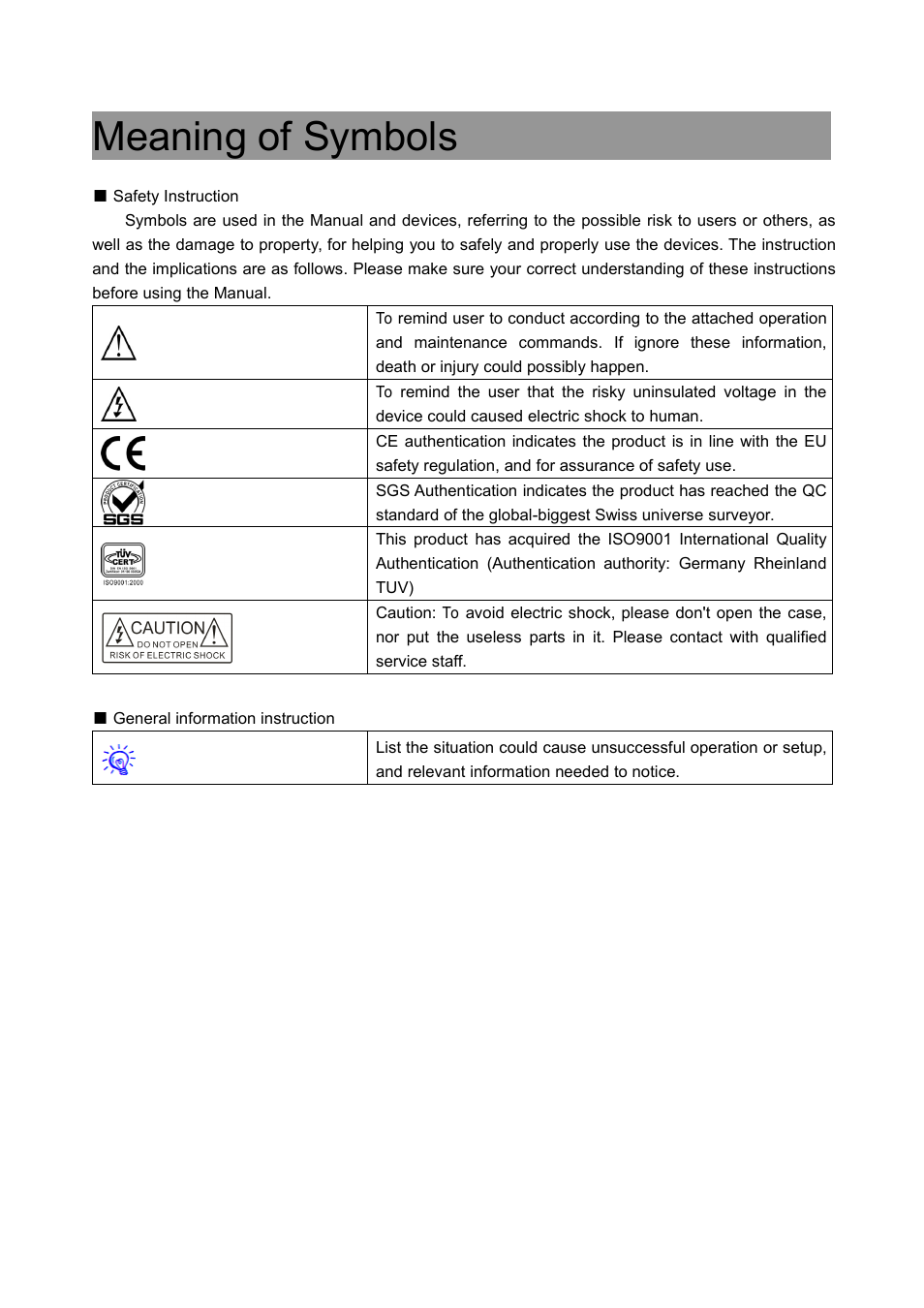 Meaning of symbols | CREATOR SC-390 User Manual | Page 2 / 30
