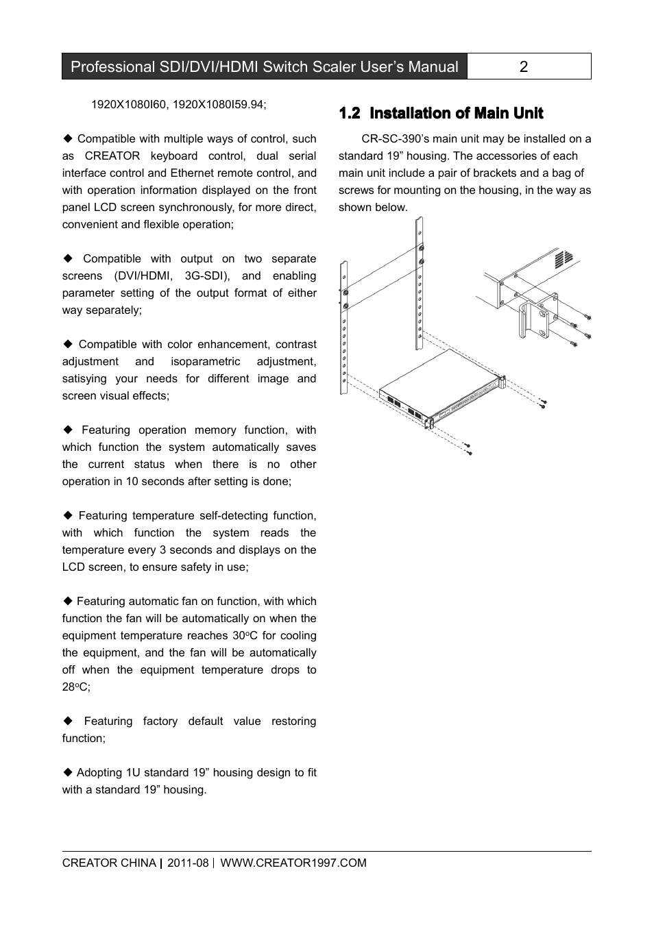 Installationofmainunit, Installation of main unit | CREATOR SC-390 User Manual | Page 9 / 30