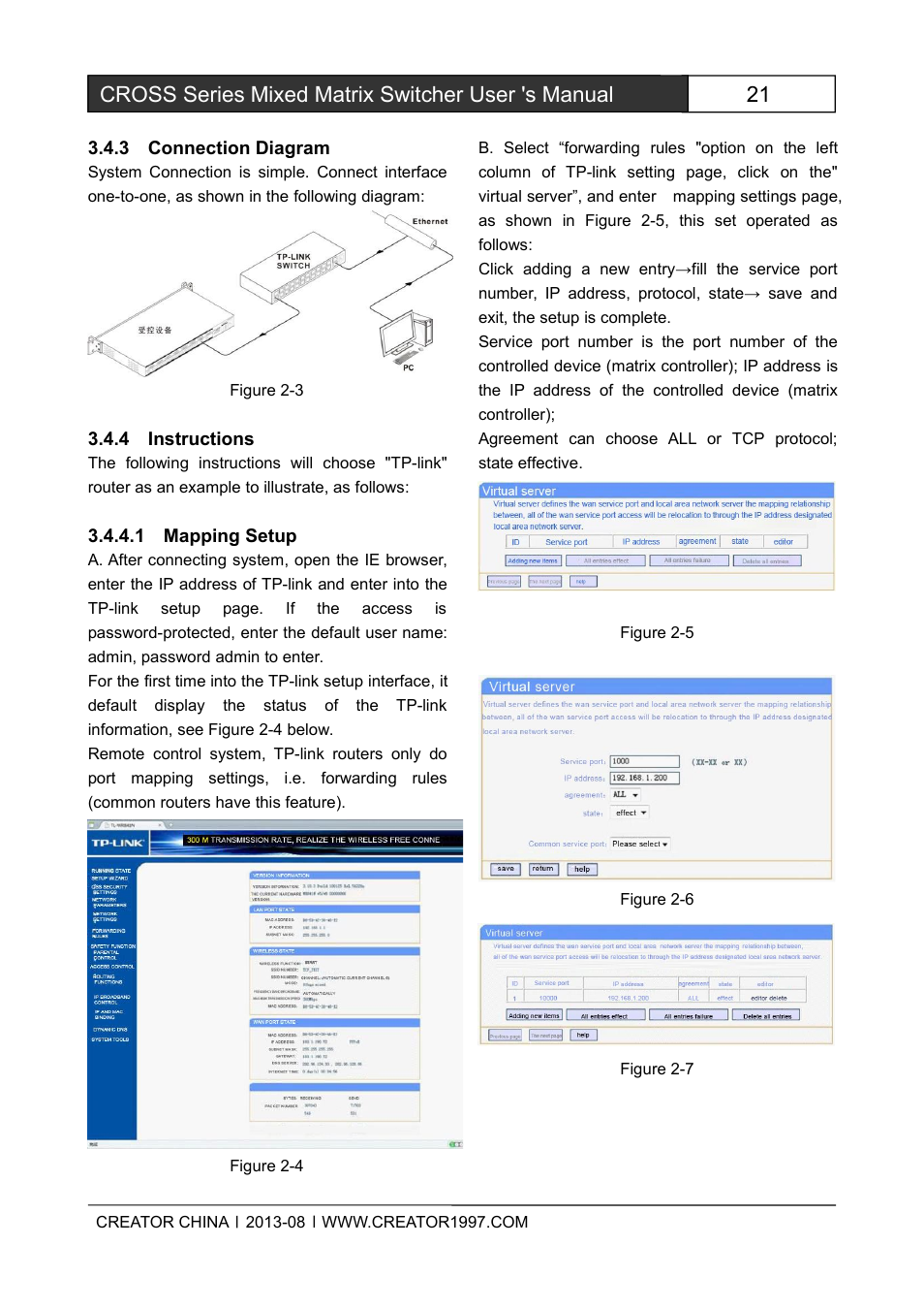 3connectiondiagram, 4instructions, 1mappingsetup | Cross series mixed matrix switcher user 's manual | CREATOR CROSS Series User Manual | Page 27 / 51