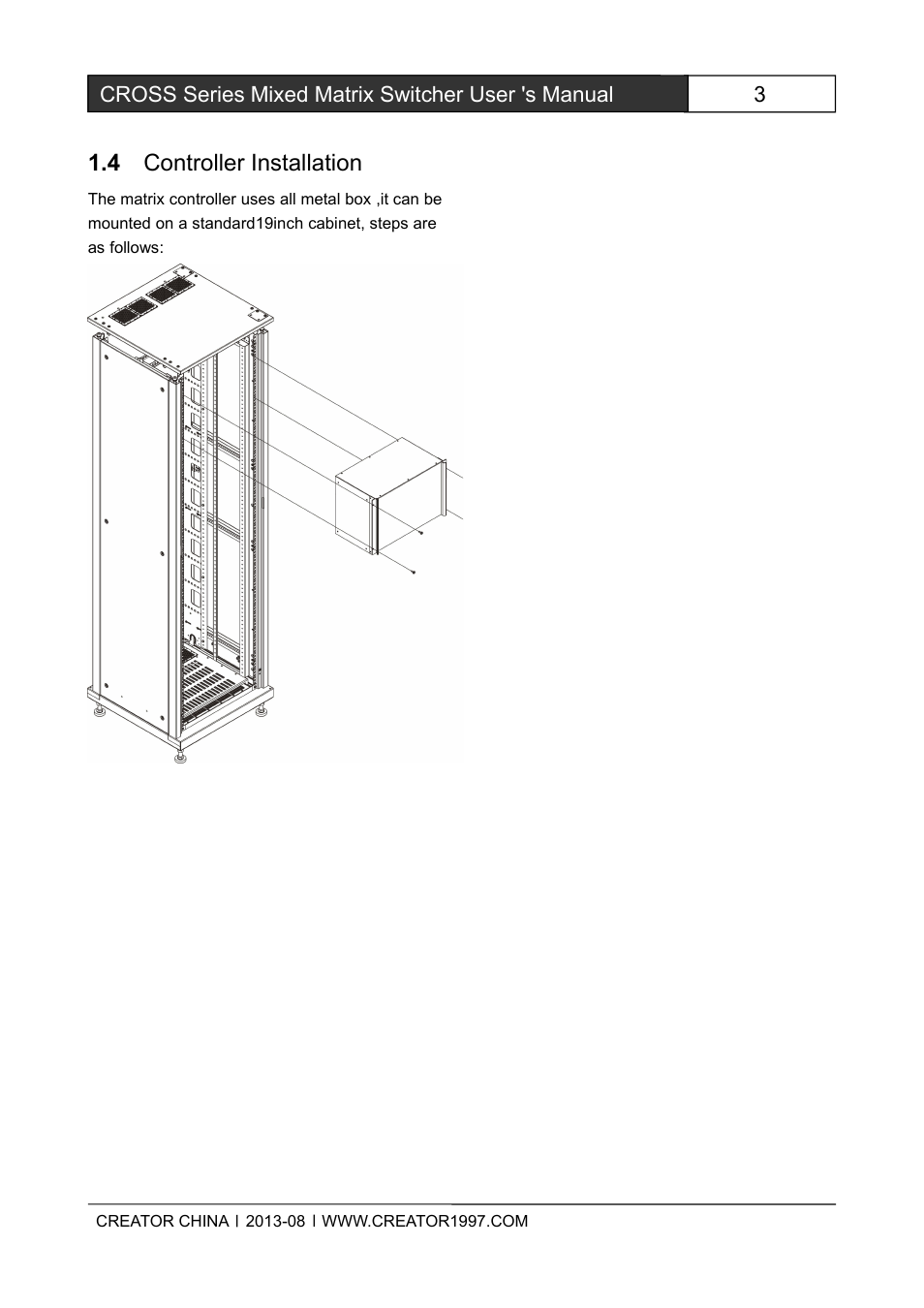 4controllerinstallation, 4 controller installation | CREATOR CROSS Series User Manual | Page 9 / 51