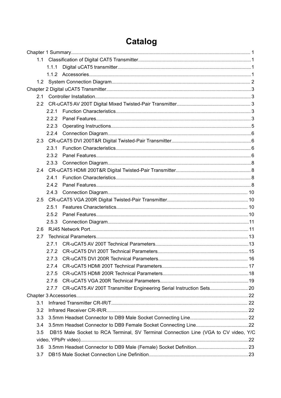 Catalog | CREATOR CAT5 User Manual | Page 5 / 31