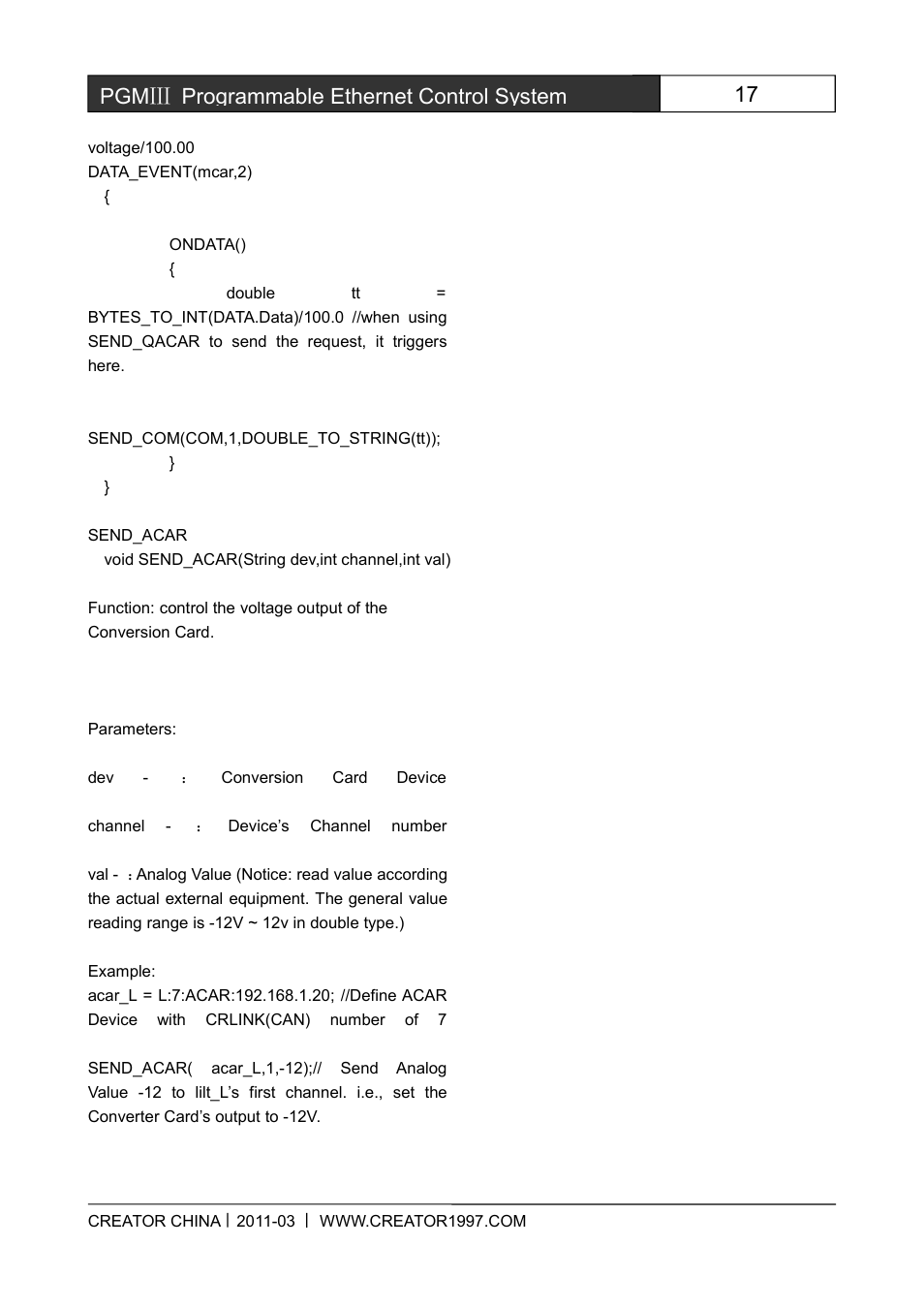 17 pgmⅢ programmable ethernet control system | CREATOR CR-PGMIII User Manual | Page 24 / 57