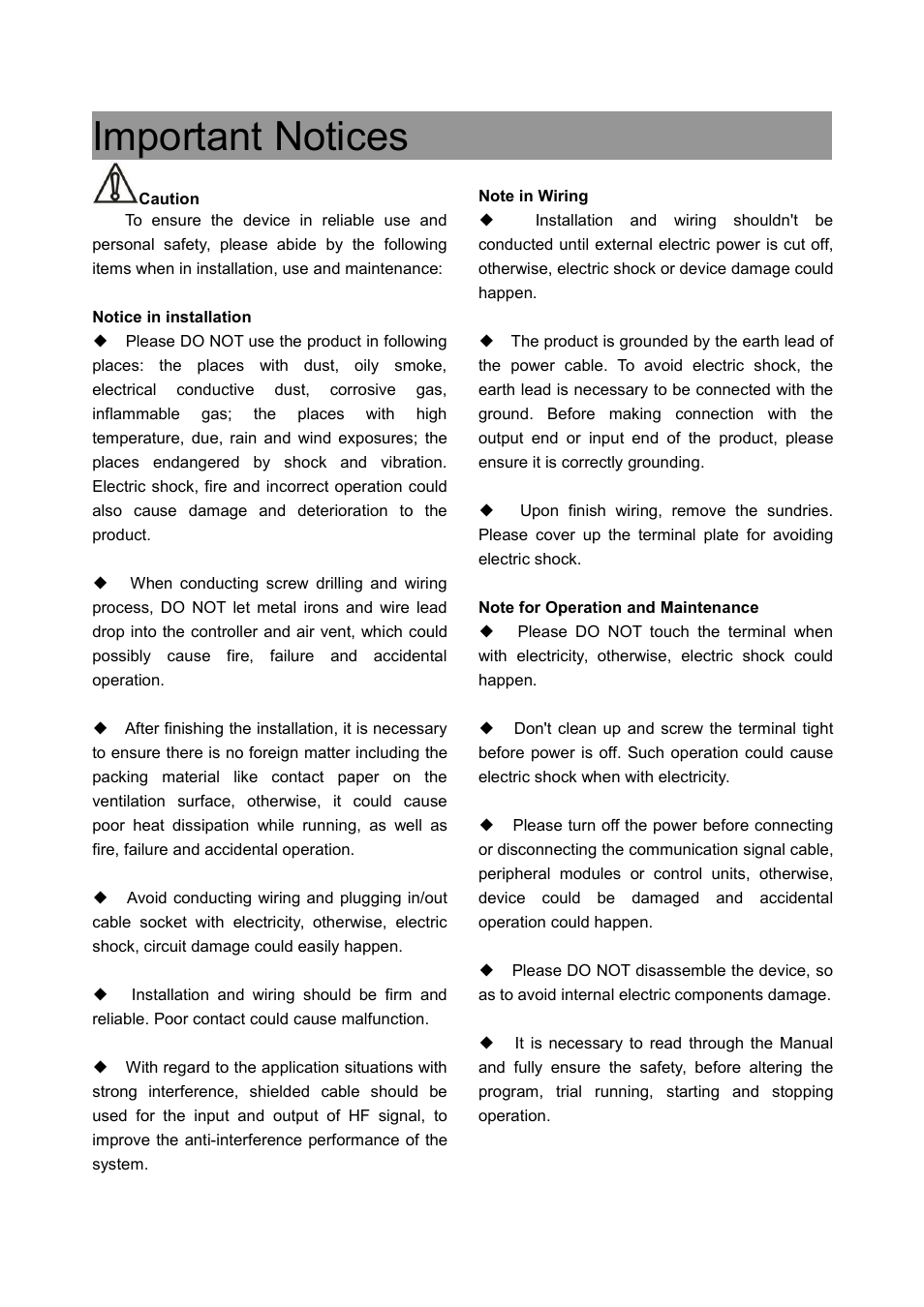 Important notices | CREATOR CR-PGMIII User Manual | Page 3 / 57