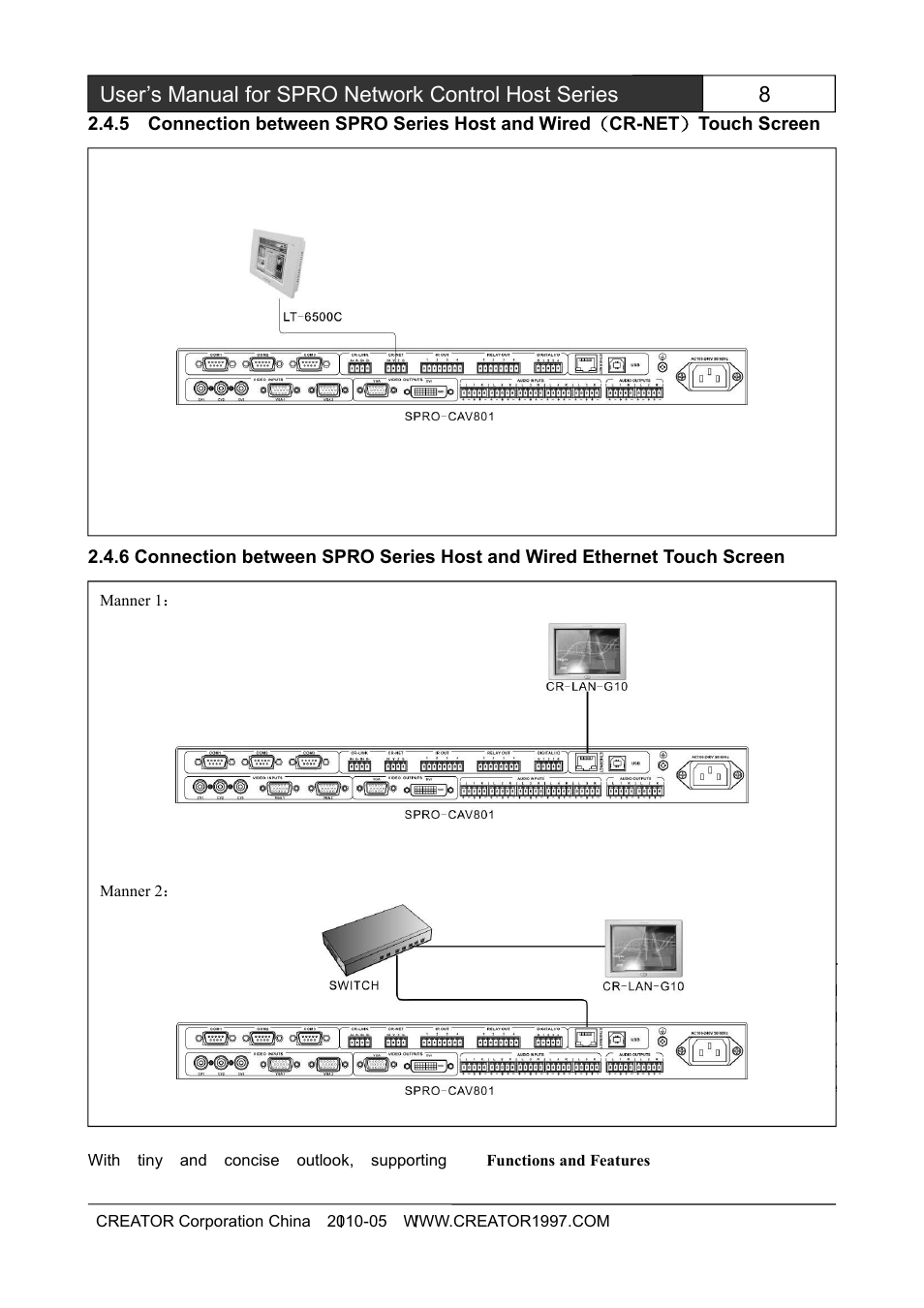 5connectionbetweensproserieshostandwir, 6connectionbetweensproserieshostandwire, Chapter3receiver | 1cr-wf10wirelessap, Chapter 3 receiver, 1 cr-wf10 wireless ap | CREATOR SPRO-CON9000 User Manual | Page 17 / 30