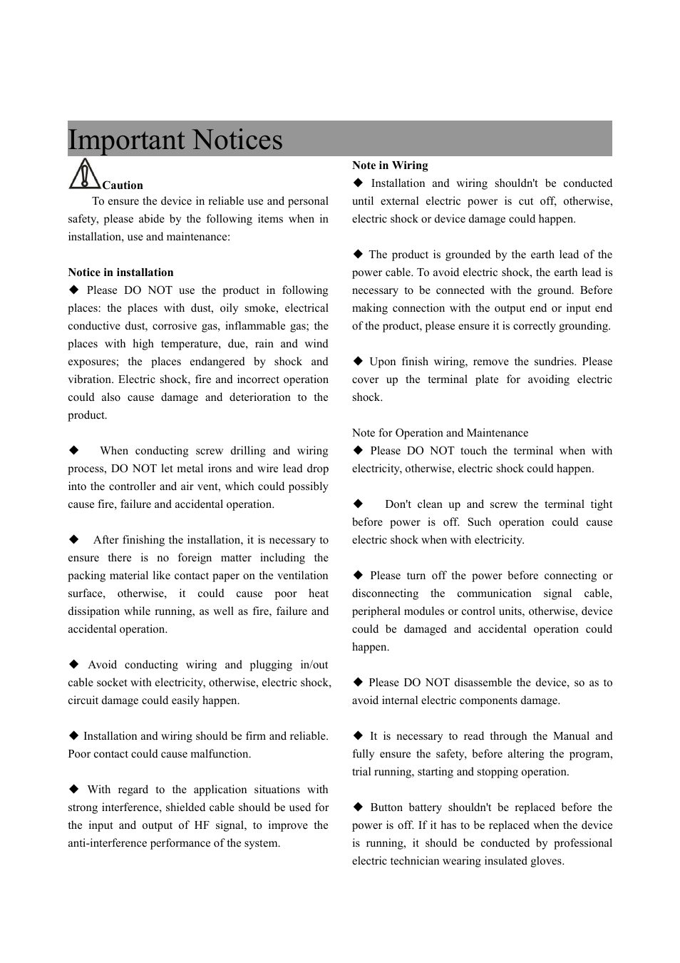 Important notices | CREATOR SPRO-CON9000 User Manual | Page 3 / 30