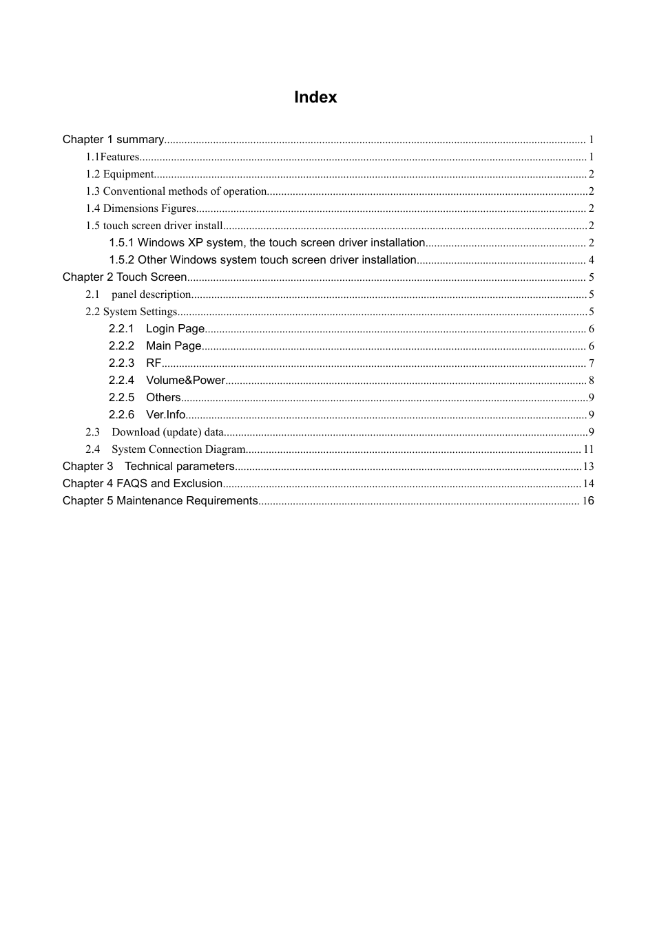 Index | CREATOR 8 inch touch screen CR-Wireless G7Cpip User Manual | Page 6 / 23