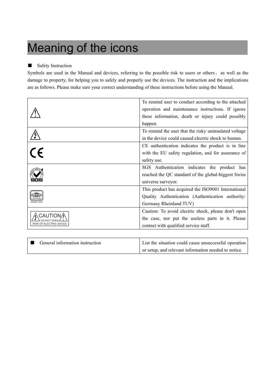 Meaning of the icons | CREATOR CR-LAN15 User Manual | Page 2 / 20