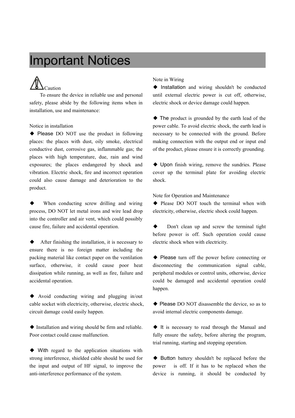 Important notices | CREATOR CR-LAN15 User Manual | Page 3 / 20