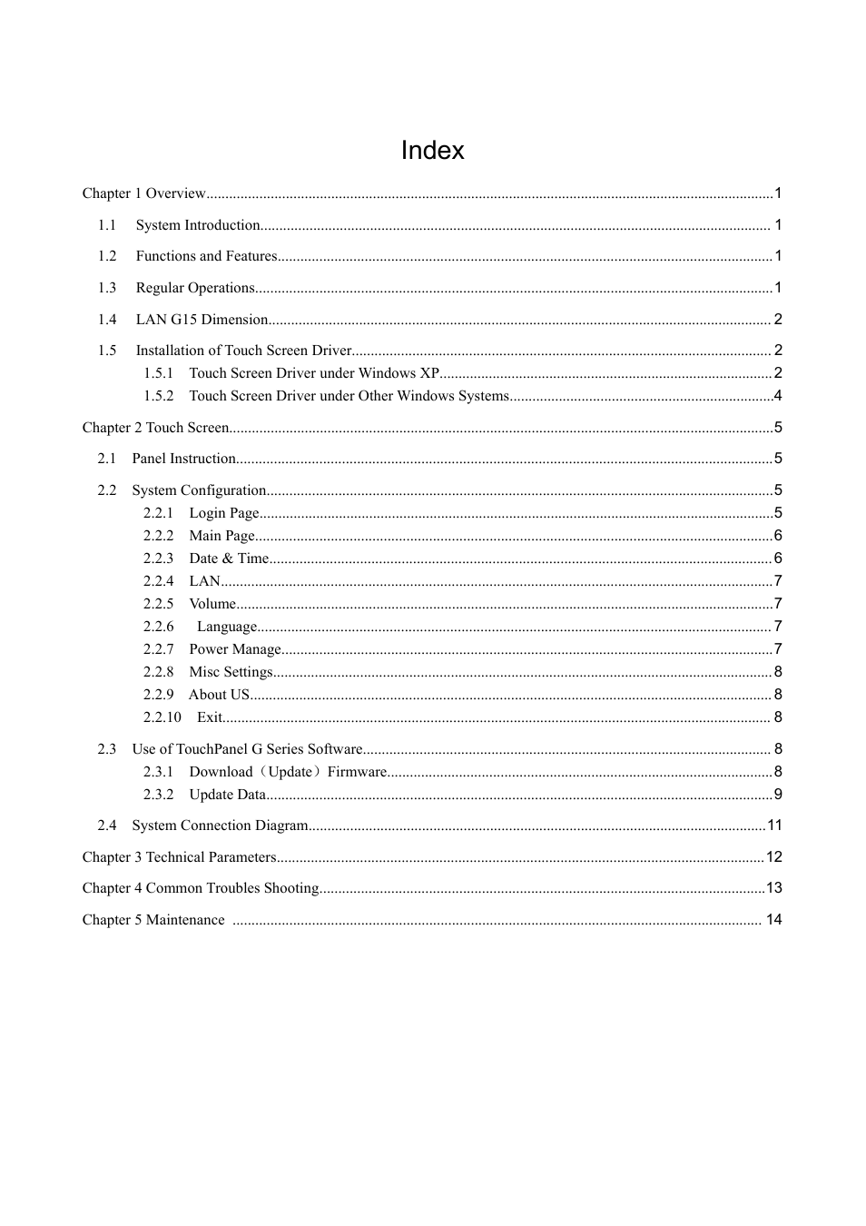 Index | CREATOR CR-LAN15 User Manual | Page 5 / 20