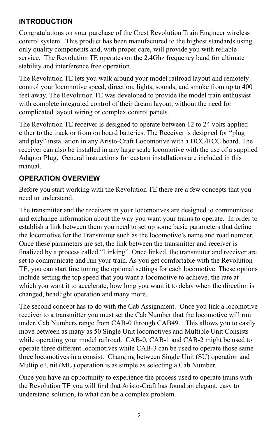 Crest Electronics CRE57000 TRAIN ENGINEER REVOLUTION MANUAL User Manual | Page 2 / 40