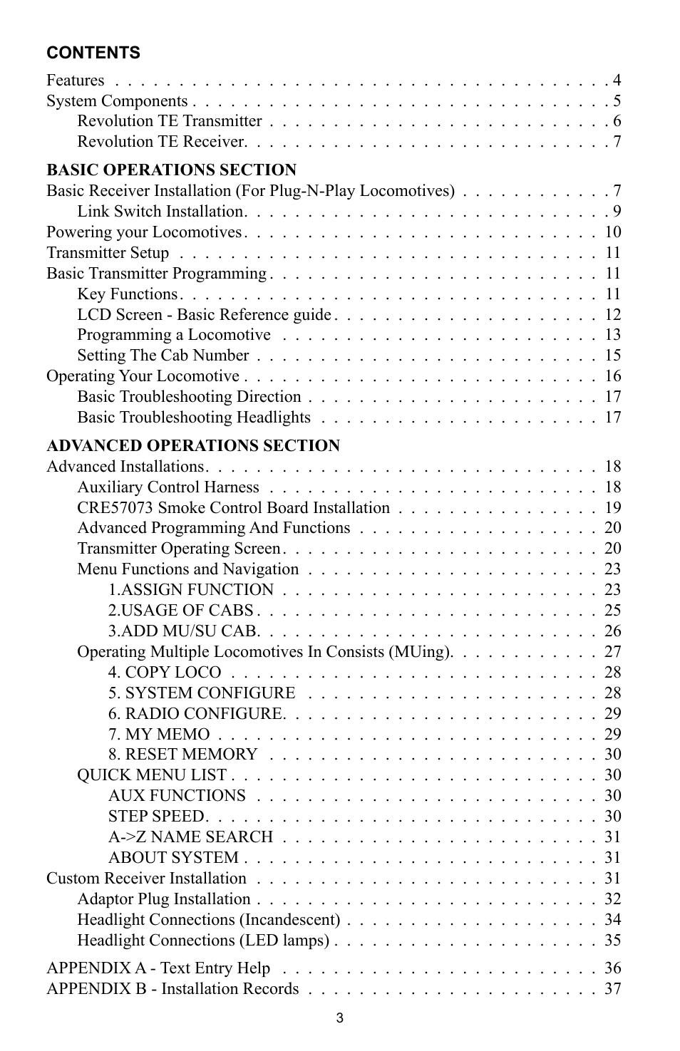 Crest Electronics CRE57000 TRAIN ENGINEER REVOLUTION MANUAL User Manual | Page 3 / 40