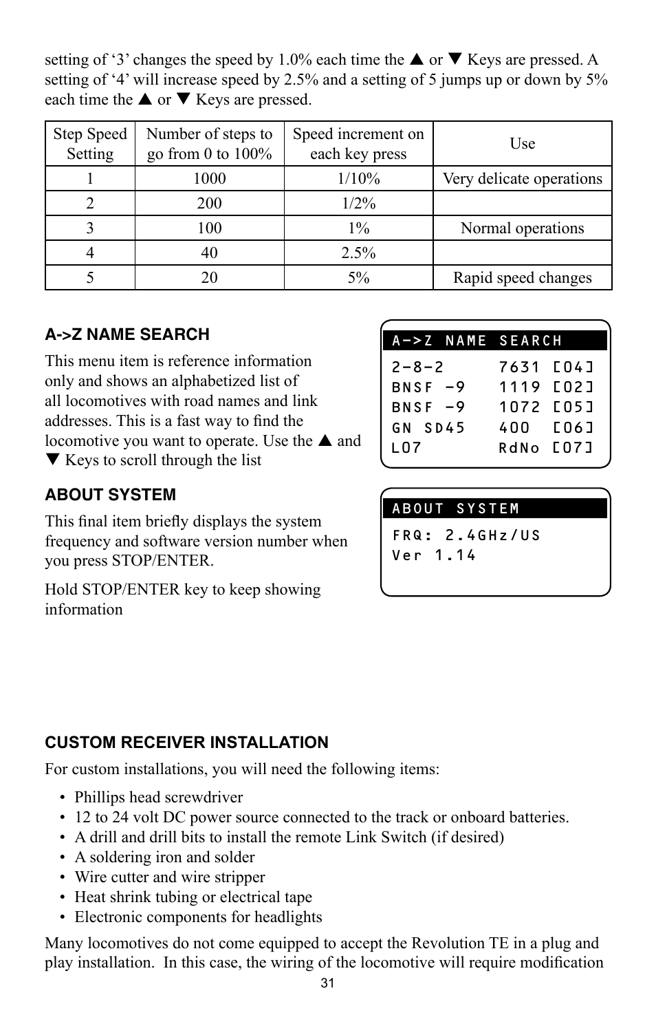 Crest Electronics CRE57000 TRAIN ENGINEER REVOLUTION MANUAL User Manual | Page 31 / 40