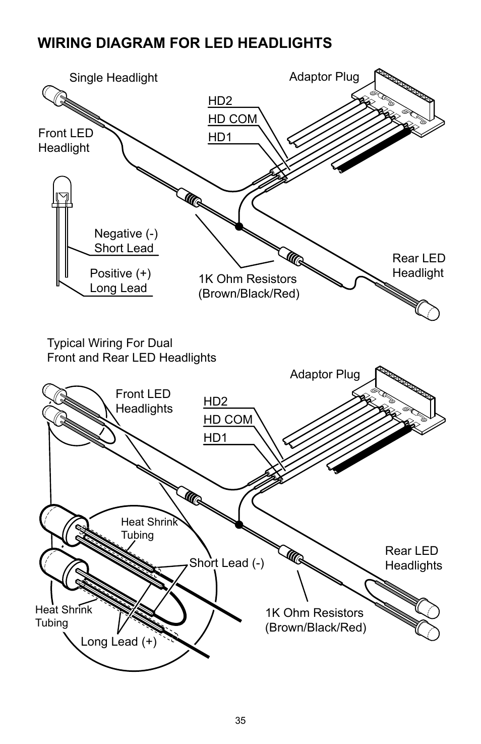 Wiring diagram for led headlights | Crest Electronics CRE57000 TRAIN ENGINEER REVOLUTION MANUAL User Manual | Page 35 / 40