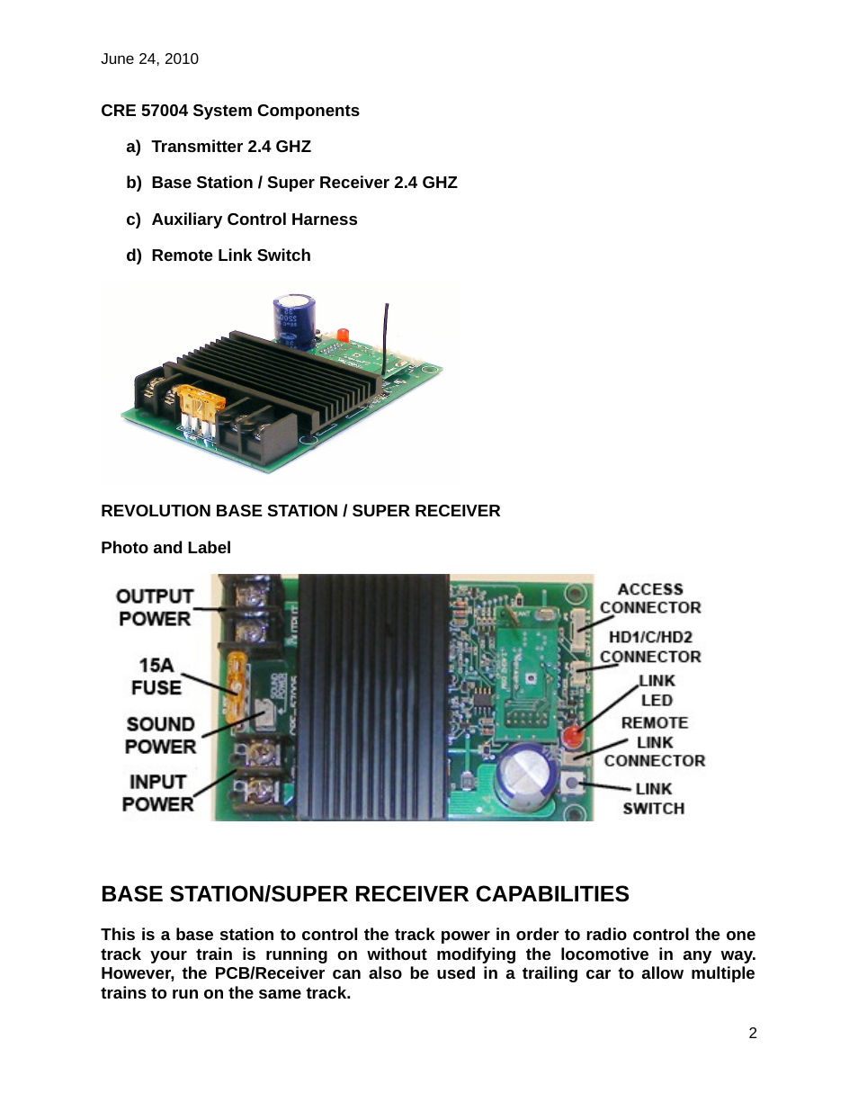 Base station/super receiver capabilities | Crest Electronics CRE57005 REVOLUTION BASE STATION/SUPER RECEIVER 2.4 GHZ User Manual | Page 2 / 5
