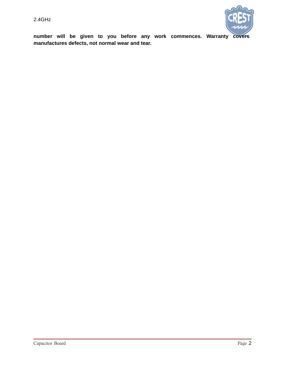 Crest Electronics CRE57076 CAPACITOR BOARD User Manual | Page 2 / 2