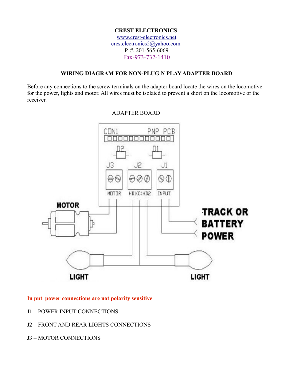 Crest Electronics CRE57078 NON-PLUG-n-PLAY ADAPTOR BOARD User Manual | 1 page