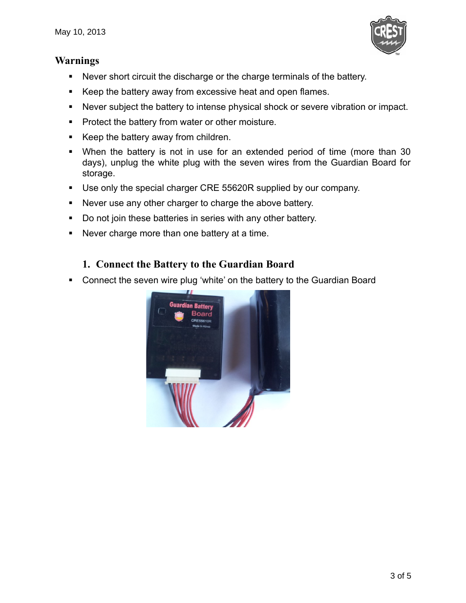 Crest Electronics CRE55610R GUARDIAN BATTERY CHARGER User Manual | Page 3 / 6