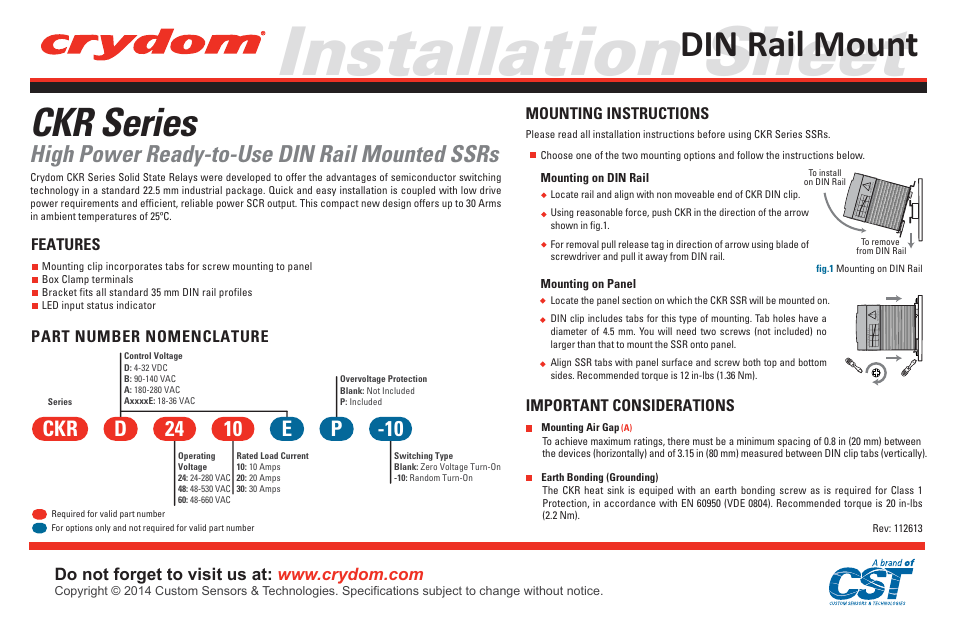 Crydom CKR Series User Manual | 2 pages